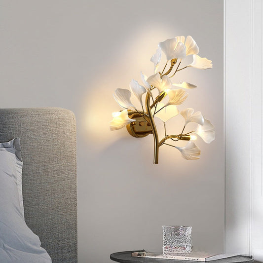 Ginkgo Leaf LED Wall Lamp Light Luxury Home Decor inbine